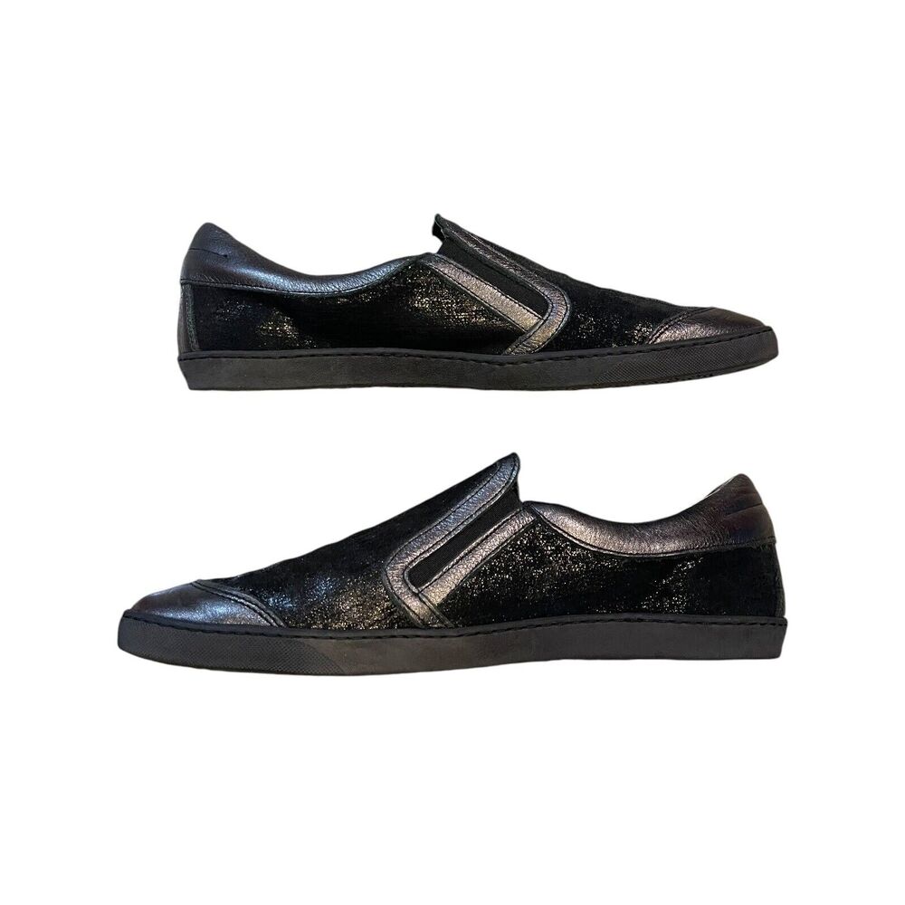 Sesto‎ Meucci Fiorin Black And Silver Slip On Sneaker Size 9 Retail $210